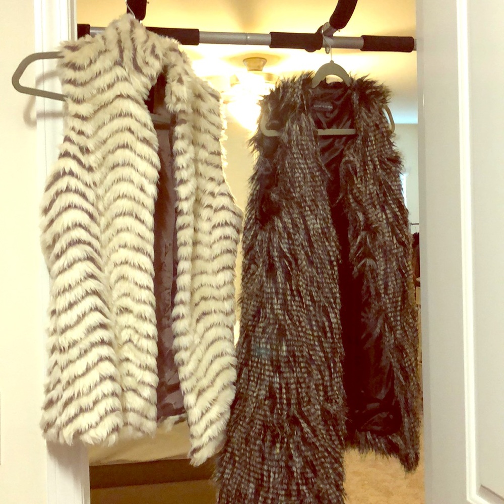 2 Gently Used Sleeveless Faux Fur Vest